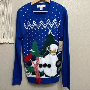 NWT Jolly Sweaters unisex but fit men sz S Ugly Christmas Snowman Sweater